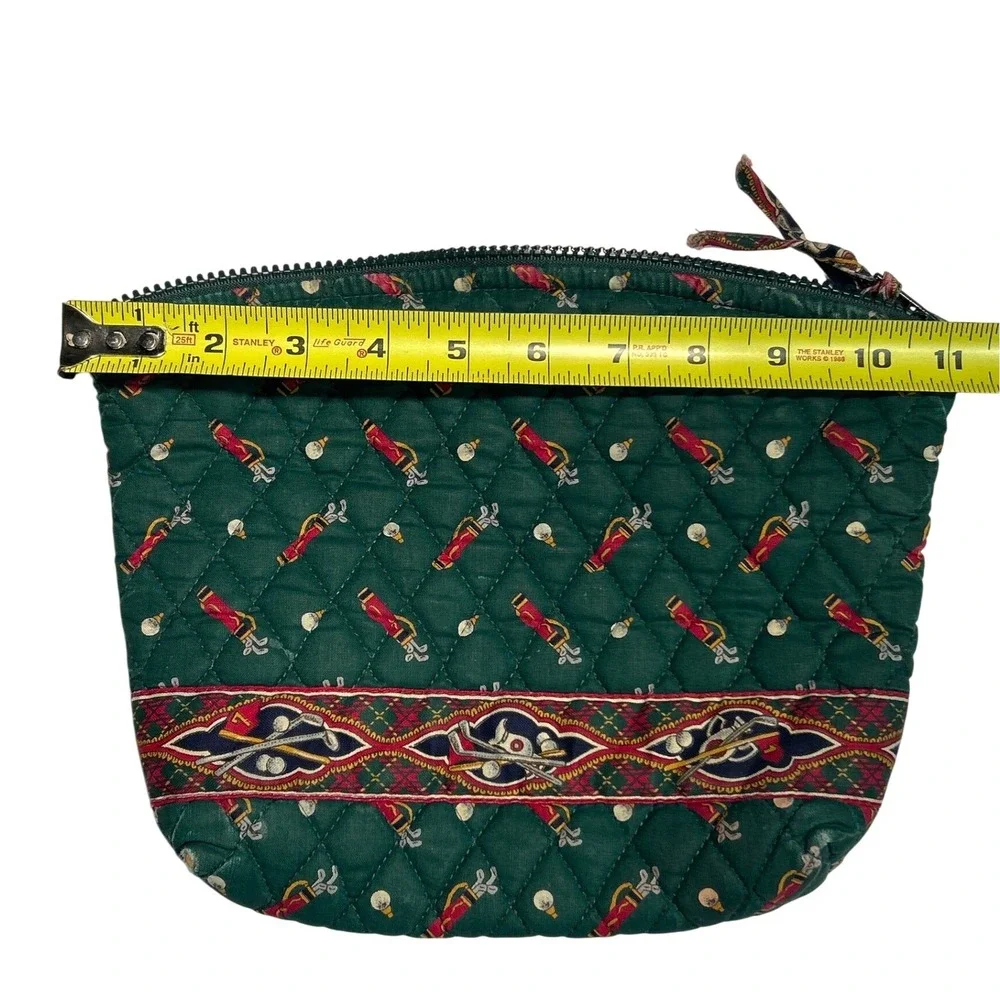 VTG Vera Bradley Quilted Golf Print Cosmetic Bag‎ Green Red 11